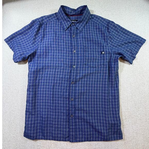 Marmot Other - Marmot Men Blue Large Plaid Button Front Outdoor Hiking Travel Casual Shirt